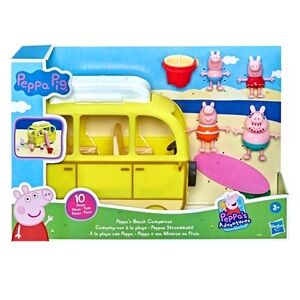Peppa Pig Peppa's Beach Campervan 10pc Playset Camper Vehicle + Figures NEW
